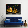 Business strategy ideas concept golden bitcoin and chess board game multi panel canvas wall art