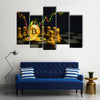 Business strategy ideas concept golden bitcoin and chess board game multi panel canvas wall art