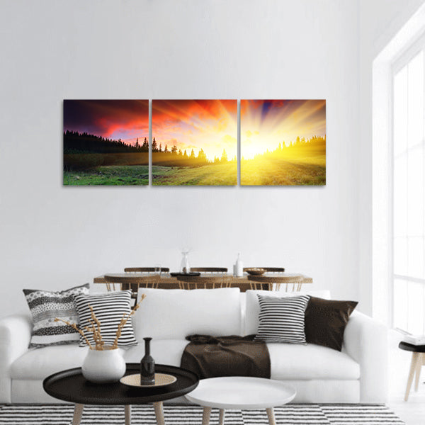 Majestic sunset in the mountains landscape. HDR image panoramic canvas wall art