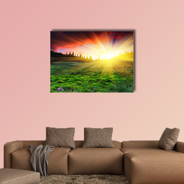 Majestic sunset in the mountain landscape multi panel canvas wall art