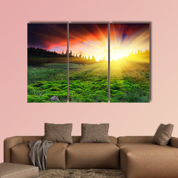 Majestic sunset in the mountain landscape multi panel canvas wall art