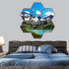 Clear blue river in mountains hexagonal canvas wall art