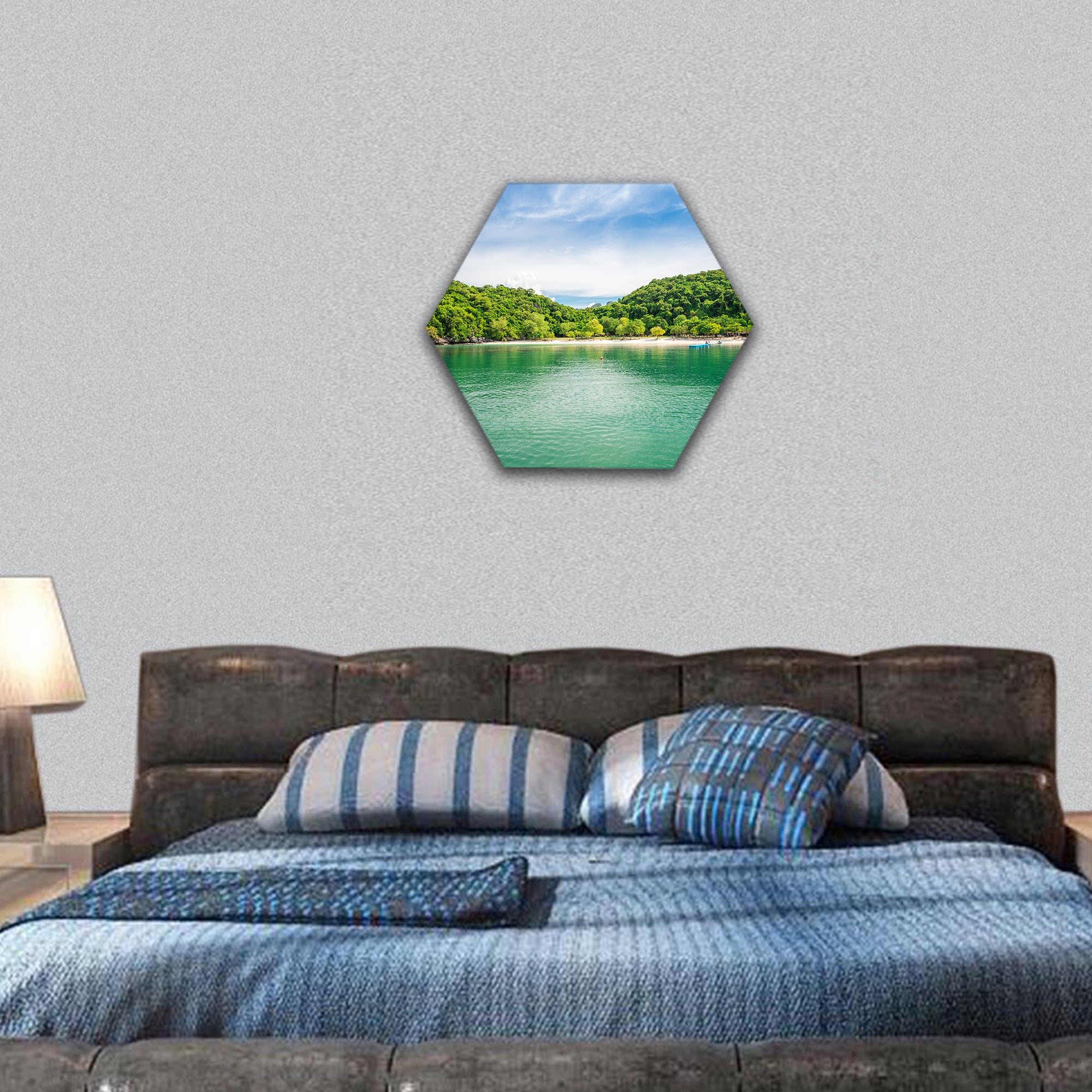 Beautiful tropical beach, Thailand hexagonal canvas wall art