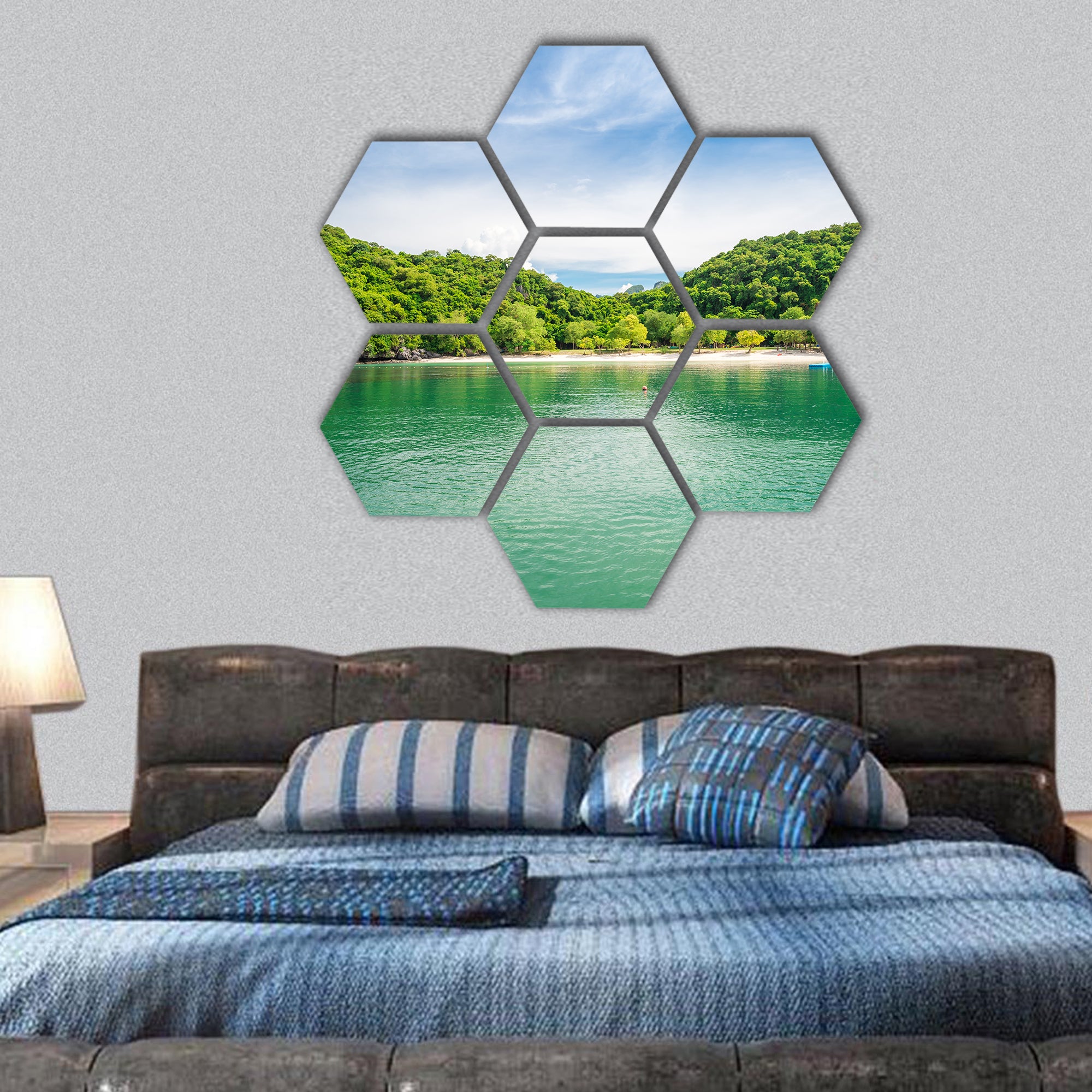 Beautiful tropical beach, Thailand hexagonal canvas wall art