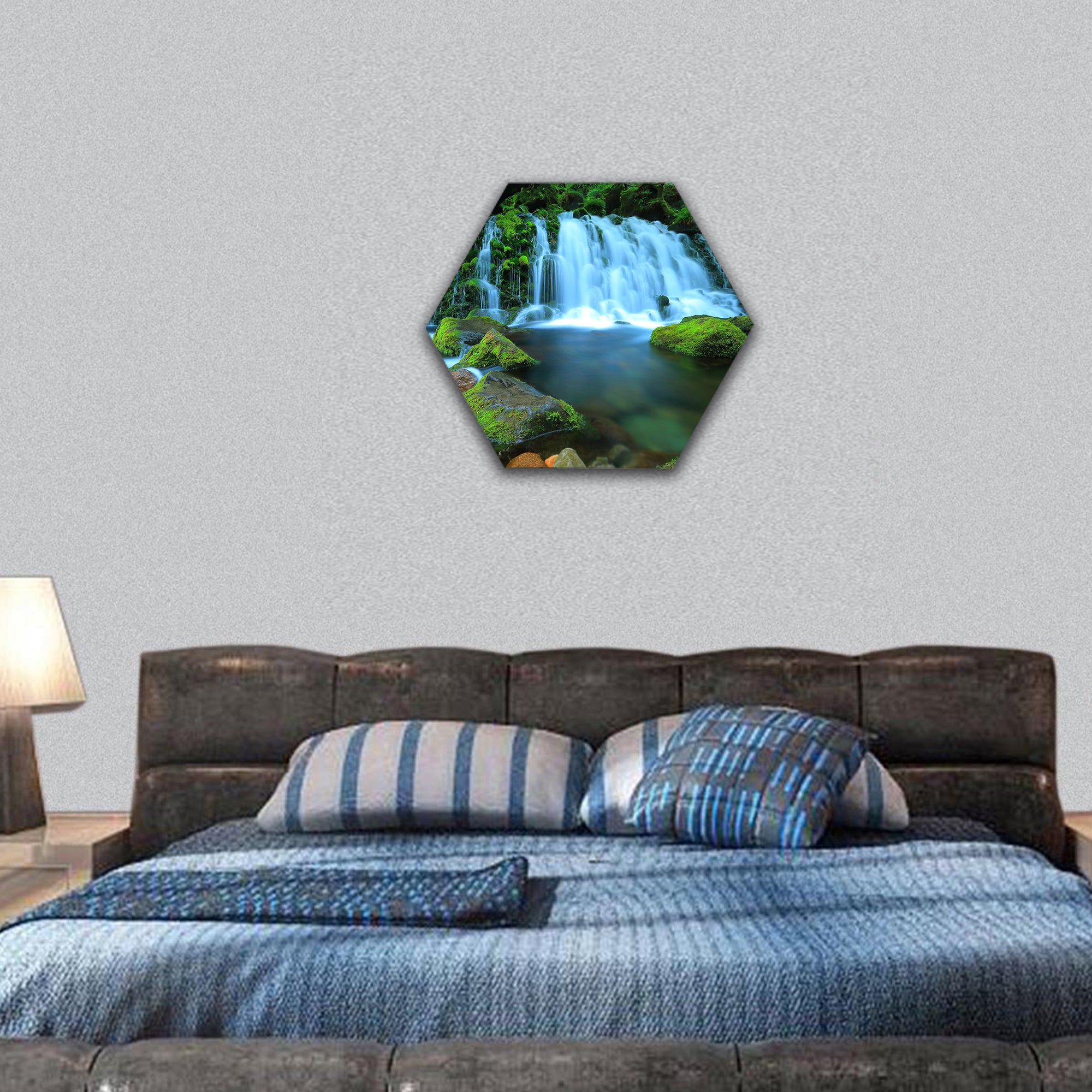 Xia Yuan falls subsoil water hexagonal canvas wall art
