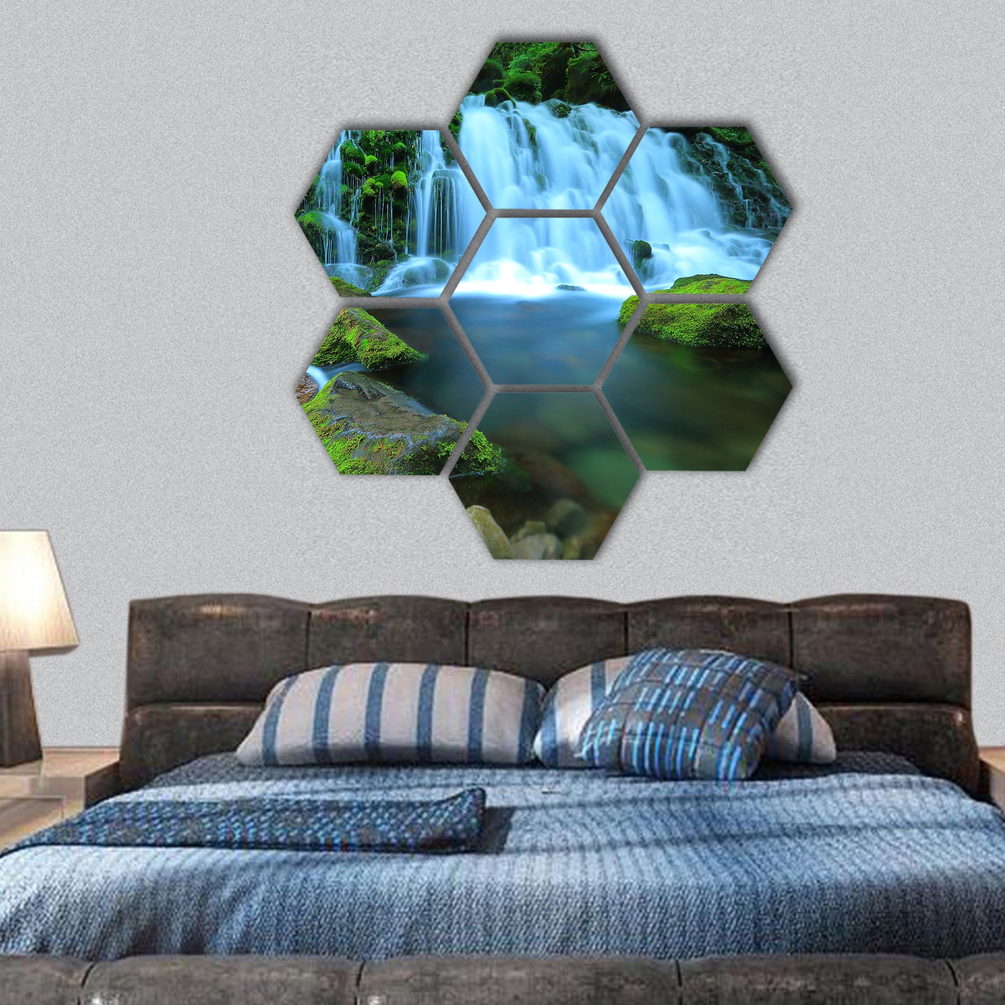 Xia Yuan falls subsoil water hexagonal canvas wall art