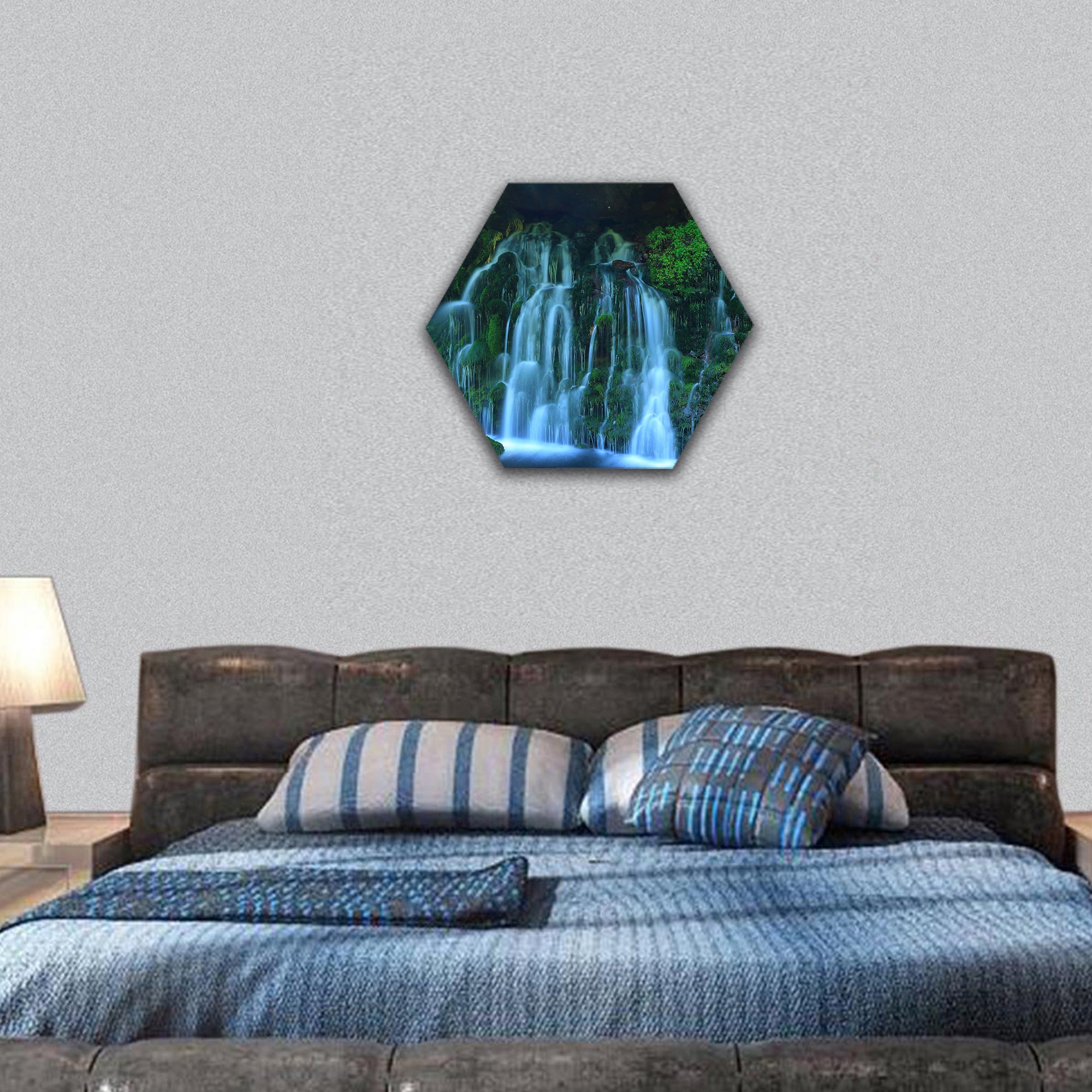Xia Yuan falls subsoil water hexagonal canvas wall art