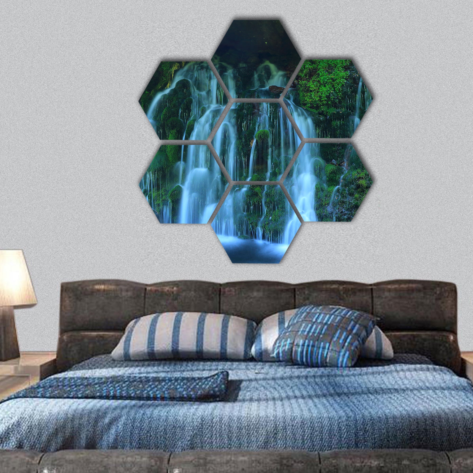 Xia Yuan falls subsoil water hexagonal canvas wall art