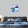 Wooden pier and blue sea at Maldives hexagonal canvas wall art