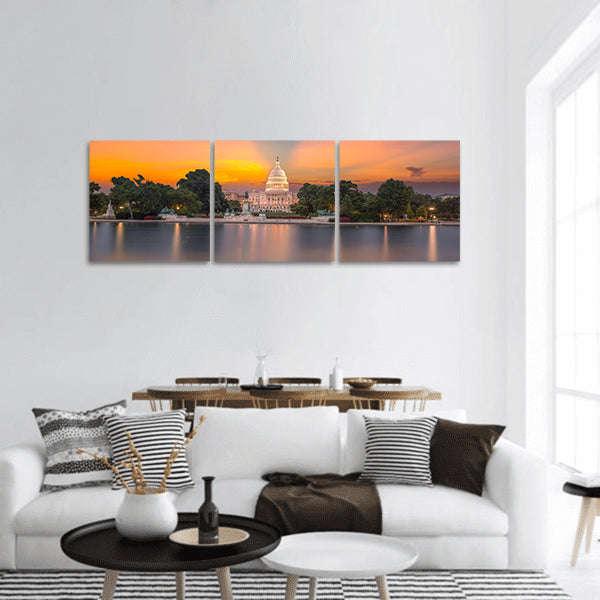 Capitol building sunset panoramic canvas wall art