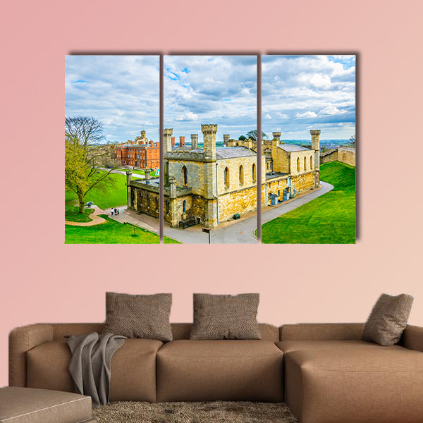Courtyard of the lincoln castle, England Multi panel canvas wall art