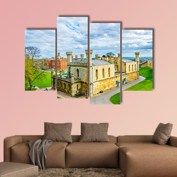Courtyard of the lincoln castle, England Multi panel canvas wall art