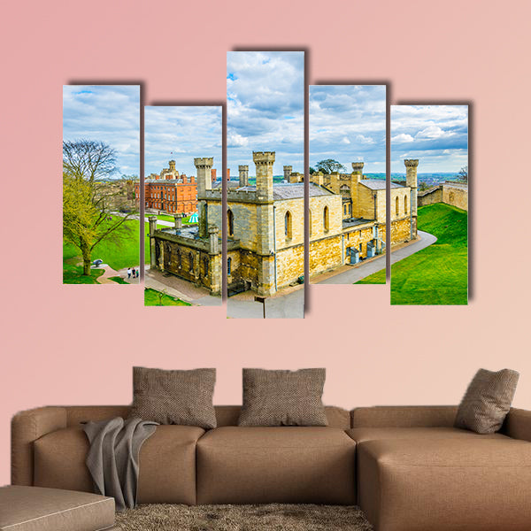 Courtyard of the lincoln castle, England Multi panel canvas wall art