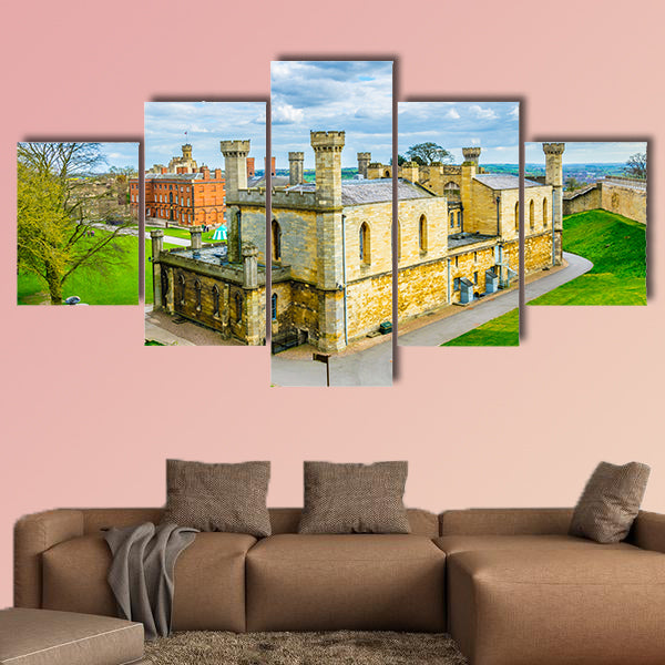 Courtyard of the lincoln castle, England Multi panel canvas wall art