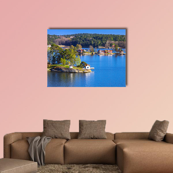 Rural Swedish landscape with coastal villages multi panel canvas wall art