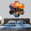 Nashville skyline and sunset hexagonal canvas wall art