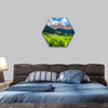 Dolomites Italy landscape at Santa Maddalena  hexagonal canvas wall art