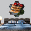 Three grilled sausages hexagonal canvas wall art