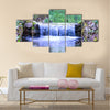 Small waterfall on a small picturesque brook in the forest Multi panel canvas wall art