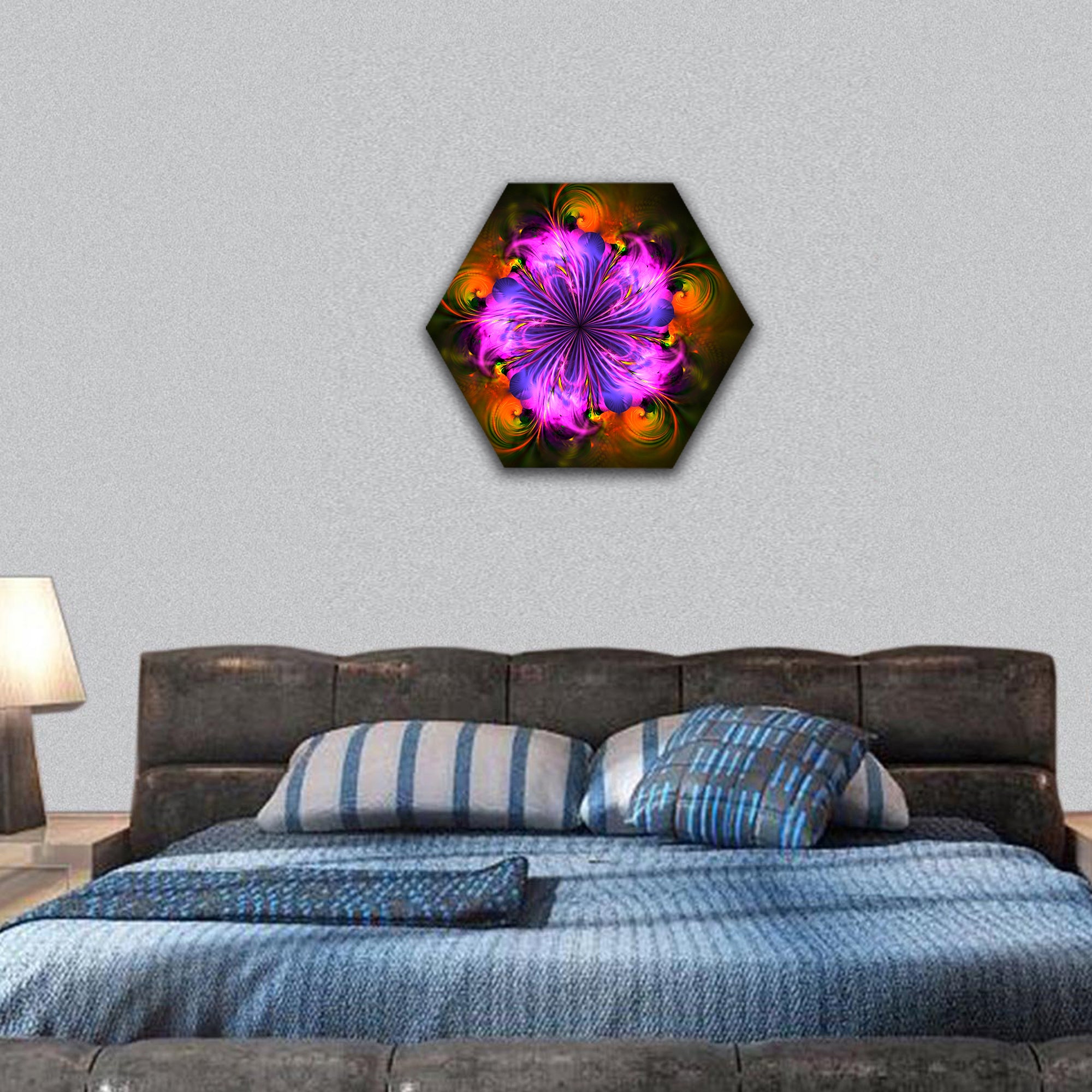 colorful fractal artwork for creative art , design hexagonal canvas wall art