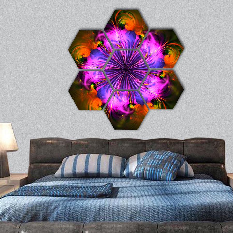 colorful fractal artwork for creative art , design hexagonal canvas wall art