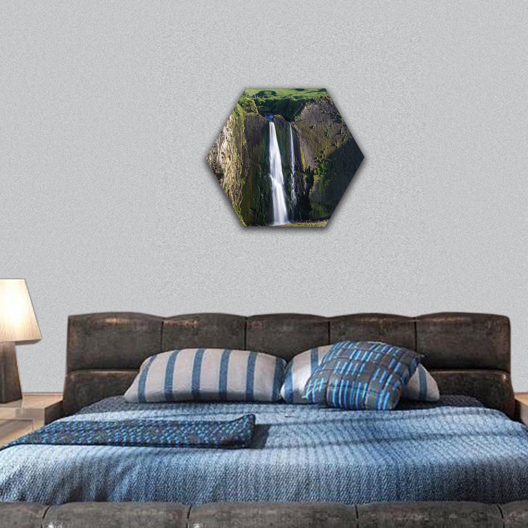 Spekes Mill Mouth waterfall near Hartland Quay hexagonal canvas wall art