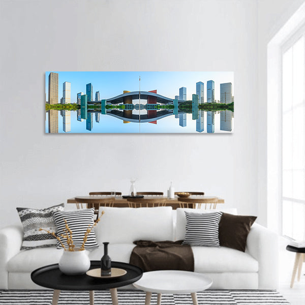 Modern city skyline panoramic canvas wall art