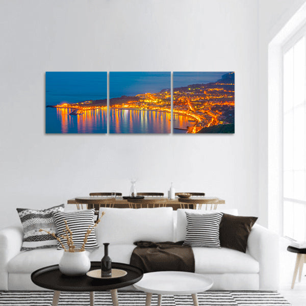 Sunset view of coastline panoramic canvas wall art