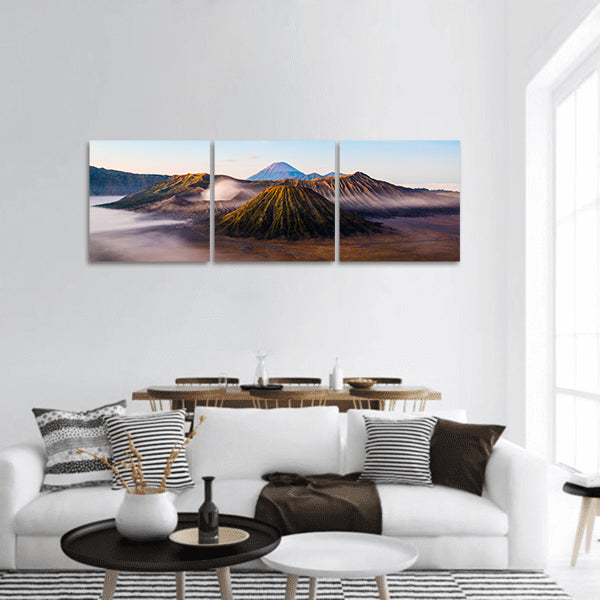 Mount Bromo with mist panoramic canvas wall art