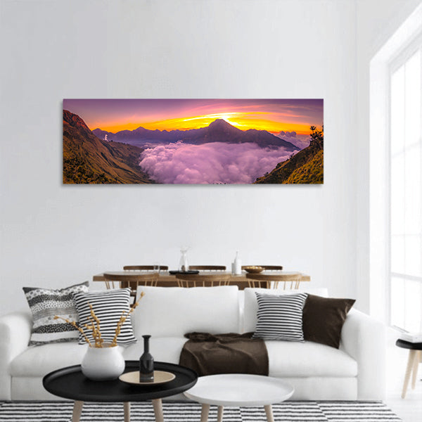 Sunset at Rinjani basecamp panoramic canvas wall art