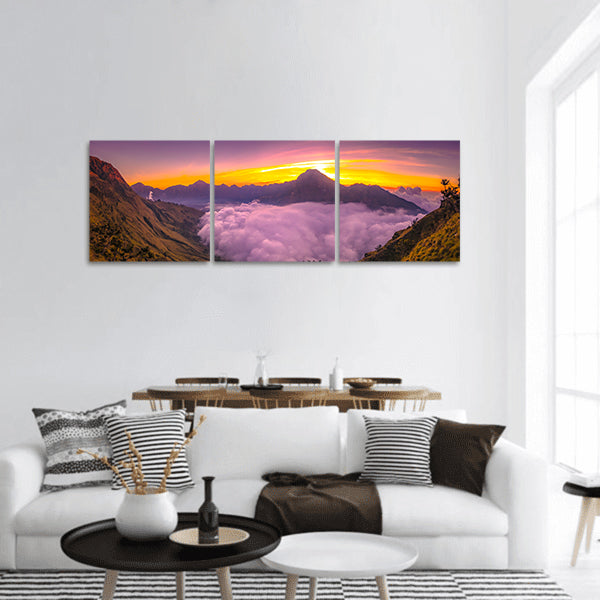 Sunset at Rinjani basecamp panoramic canvas wall art