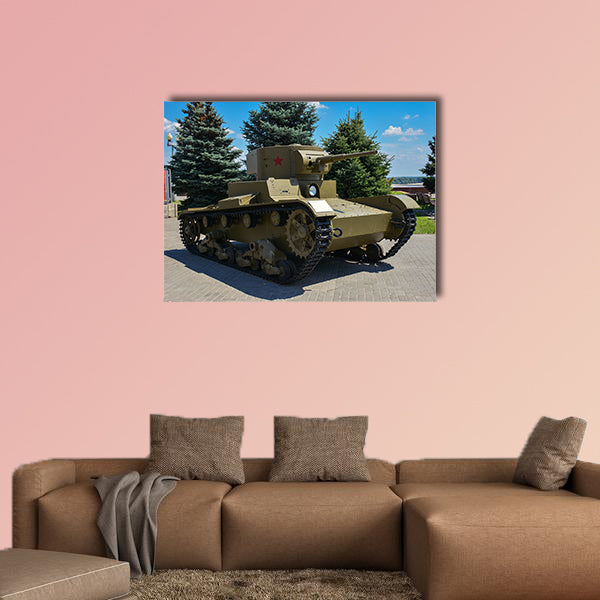 Russia, Volgograd, May 12, 2018 Exhibition of military equipment from the Second World War multi panel canvas wall art