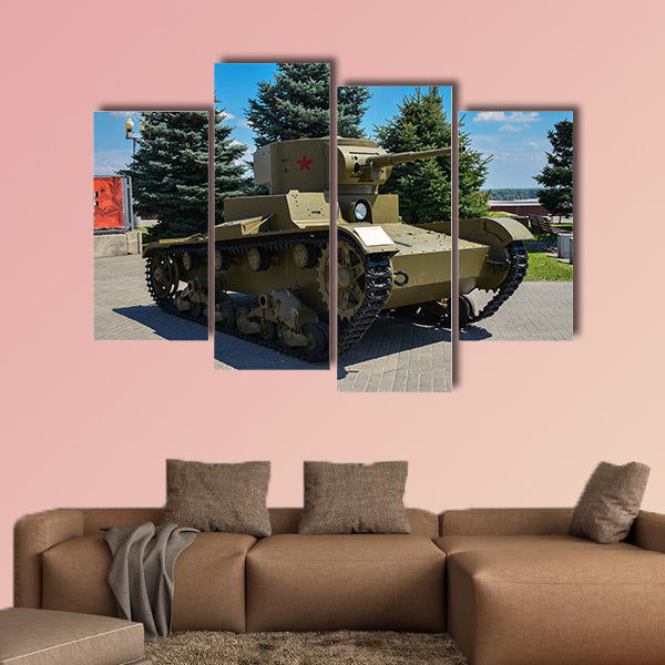 Russia, Volgograd, May 12, 2018 Exhibition of military equipment from the Second World War multi panel canvas wall art