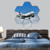 Aircraft approach and landing hexagonal canvas wall art