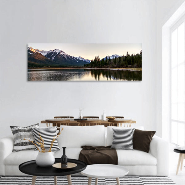 Vermillion Lakes at sunset panoramic canvas wall art