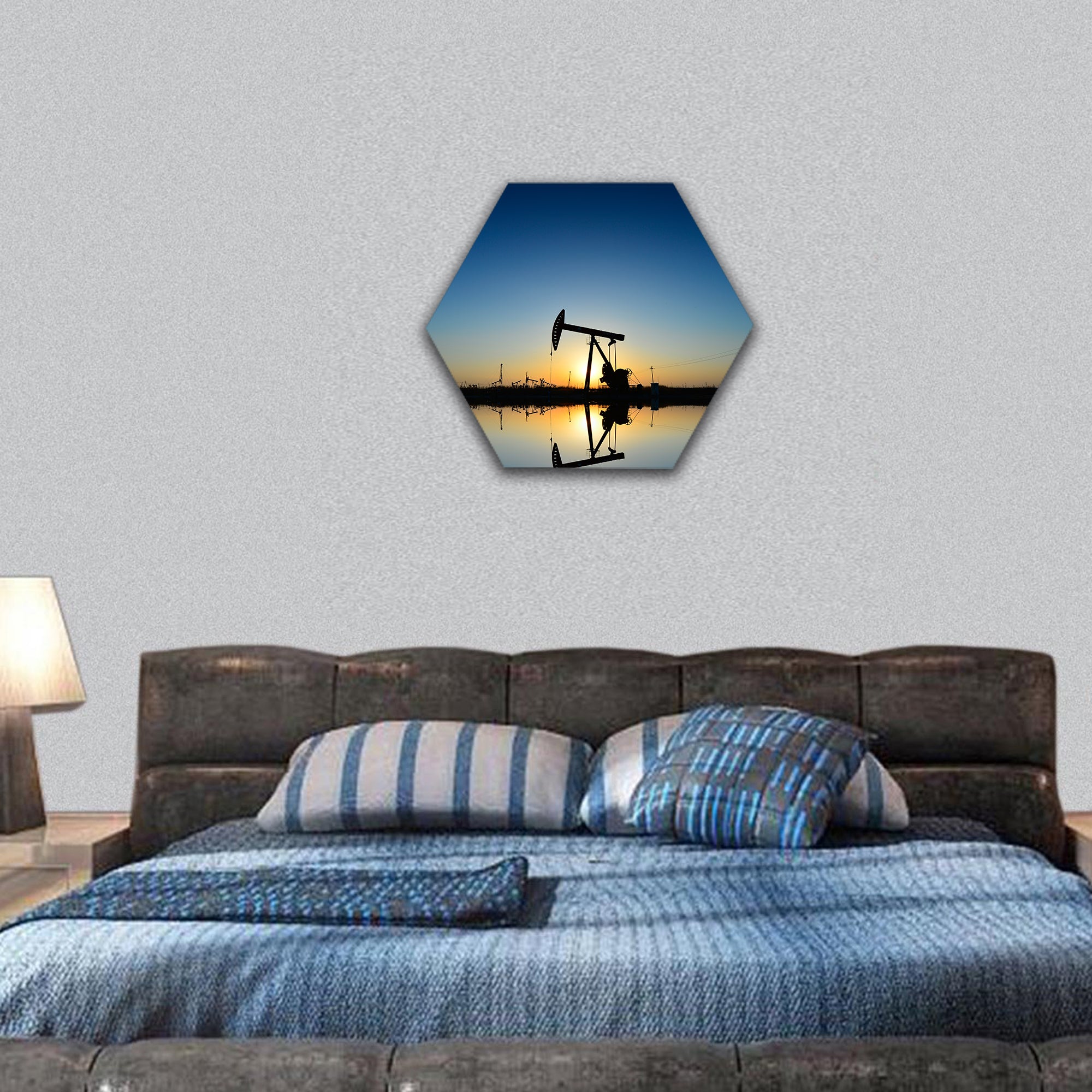 The oil pump hexagonal canvas wall art