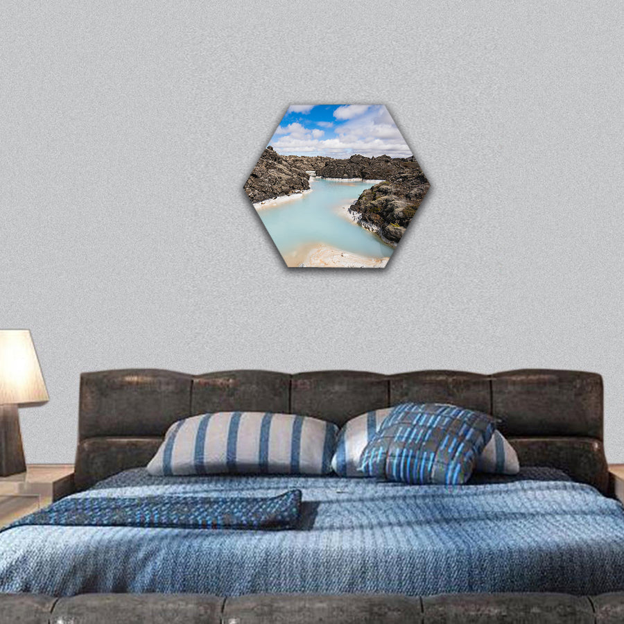 Water landscape in the famous blue lagoon Iceland hexagonal canvas wall art