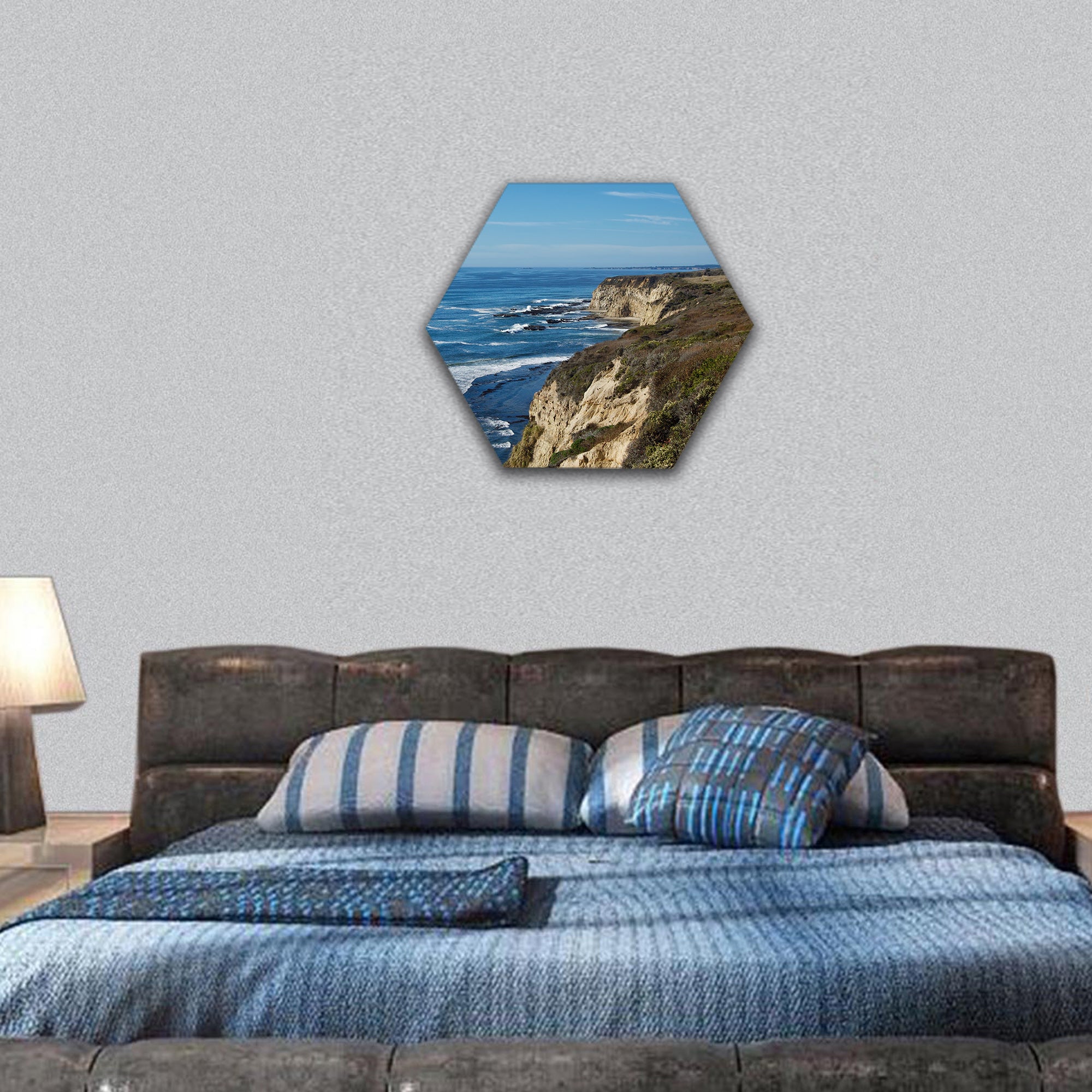 Beautiful coastal view in California hexagonal canvas wall art