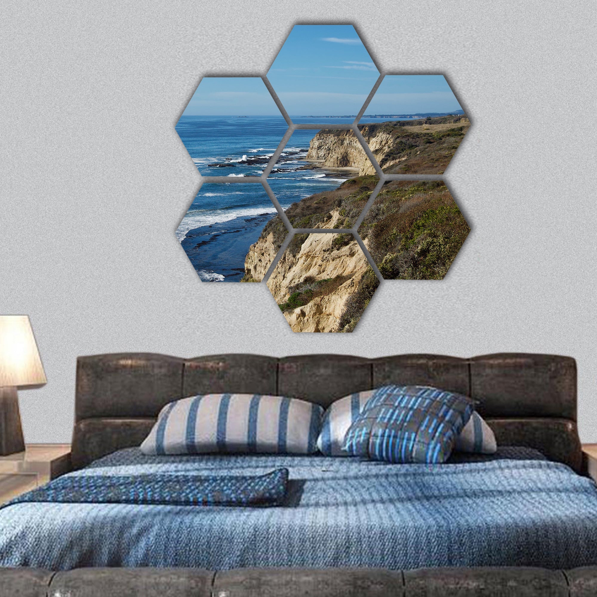 Beautiful coastal view in California hexagonal canvas wall art