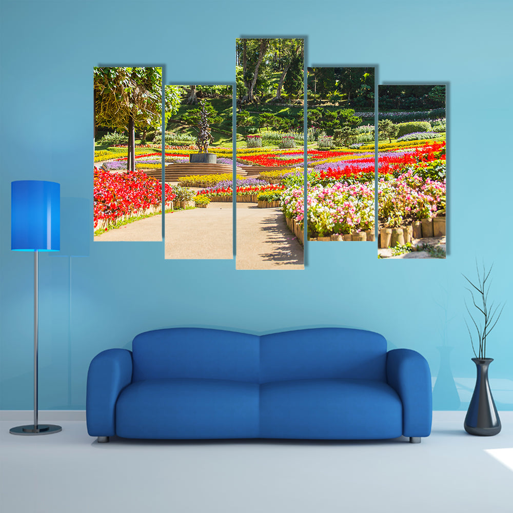 The Chiang Rai, Garden Of Cold Winter Flowers And Auspicious Trees, Thailand Multi Panel Canvas Wall Art