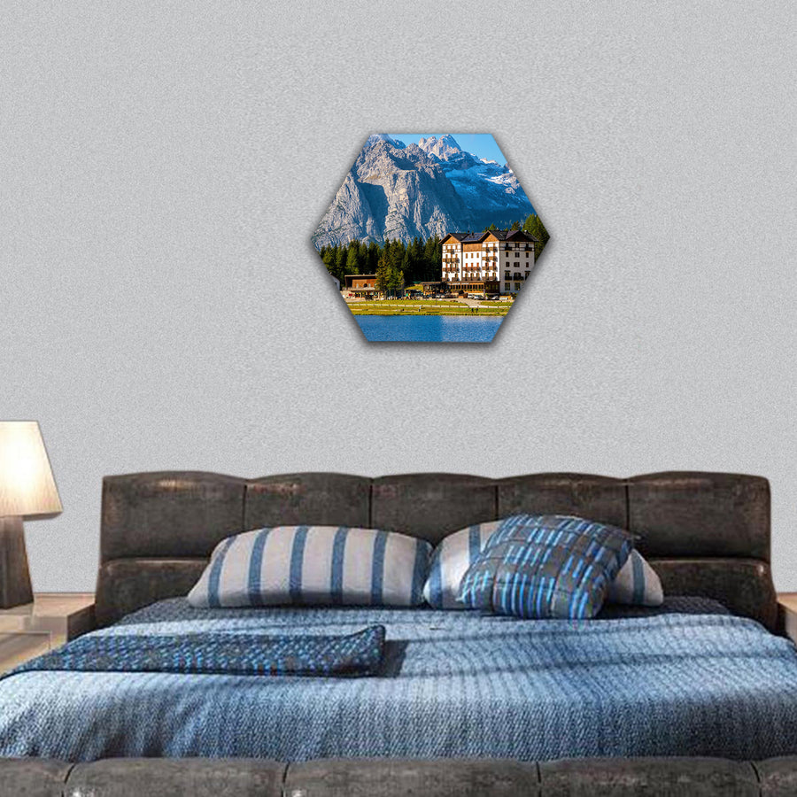 Breathtaking of Lake Misurina with Dolomites, Italy  hexagonal canvas wall art