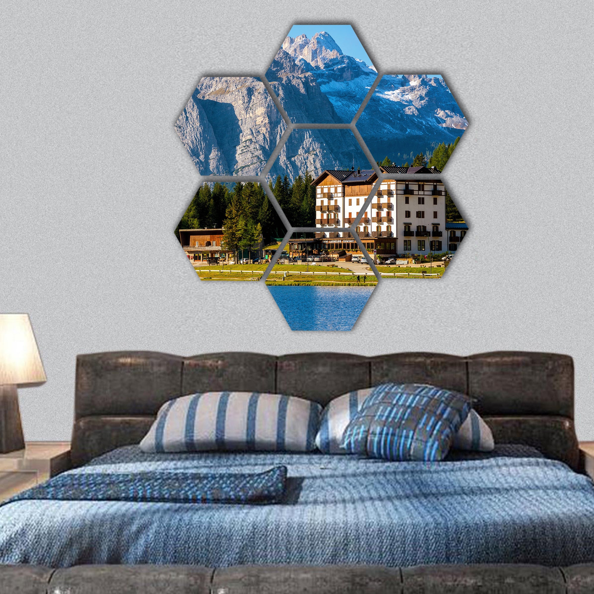 Breathtaking of Lake Misurina with Dolomites, Italy  hexagonal canvas wall art