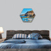 Scenic view to Castelsardo village Italy hexagonal canvas wall art