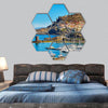 Scenic view to Castelsardo village Italy hexagonal canvas wall art