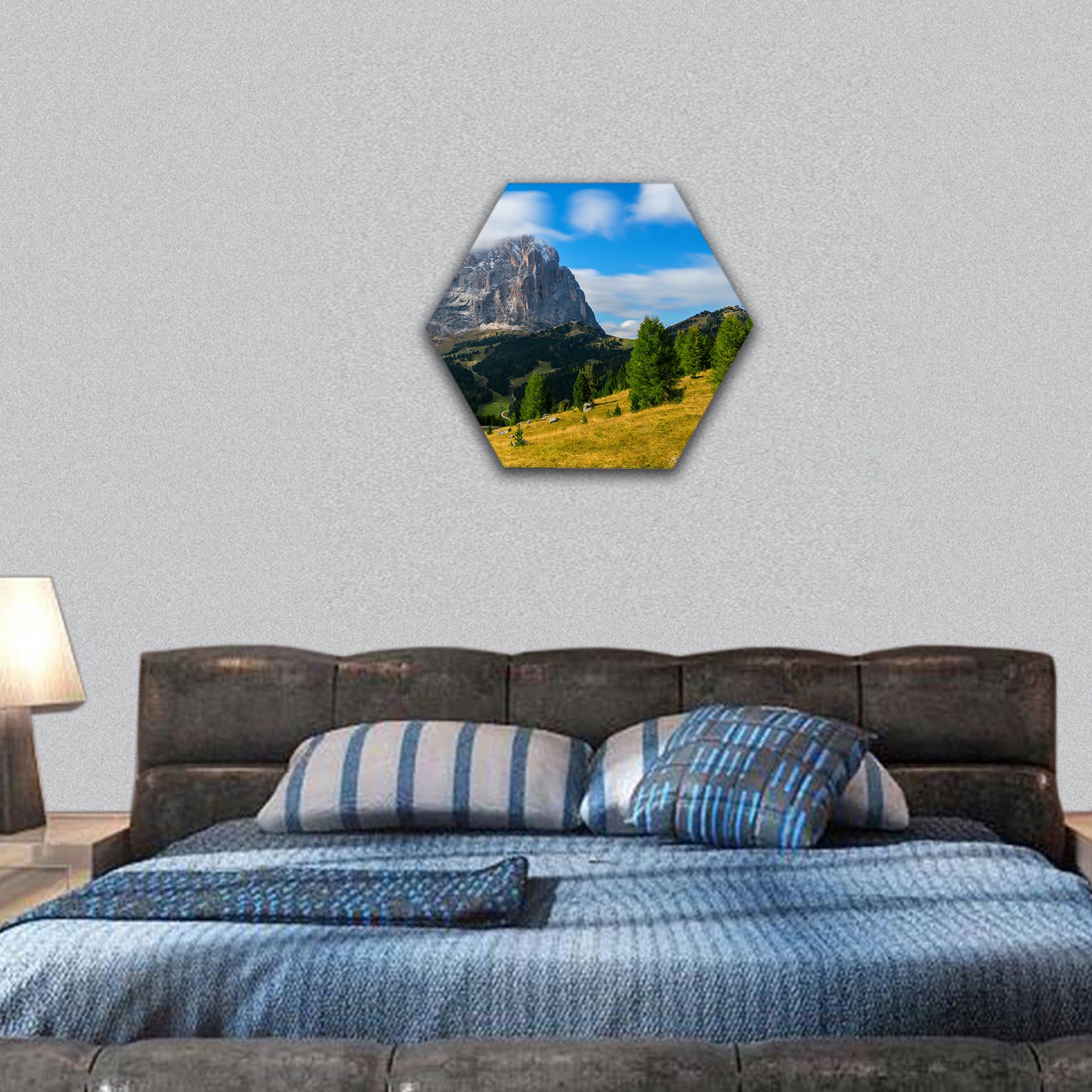 Breathtaking landscape with Dolomites Italy hexagonal canvas wall art