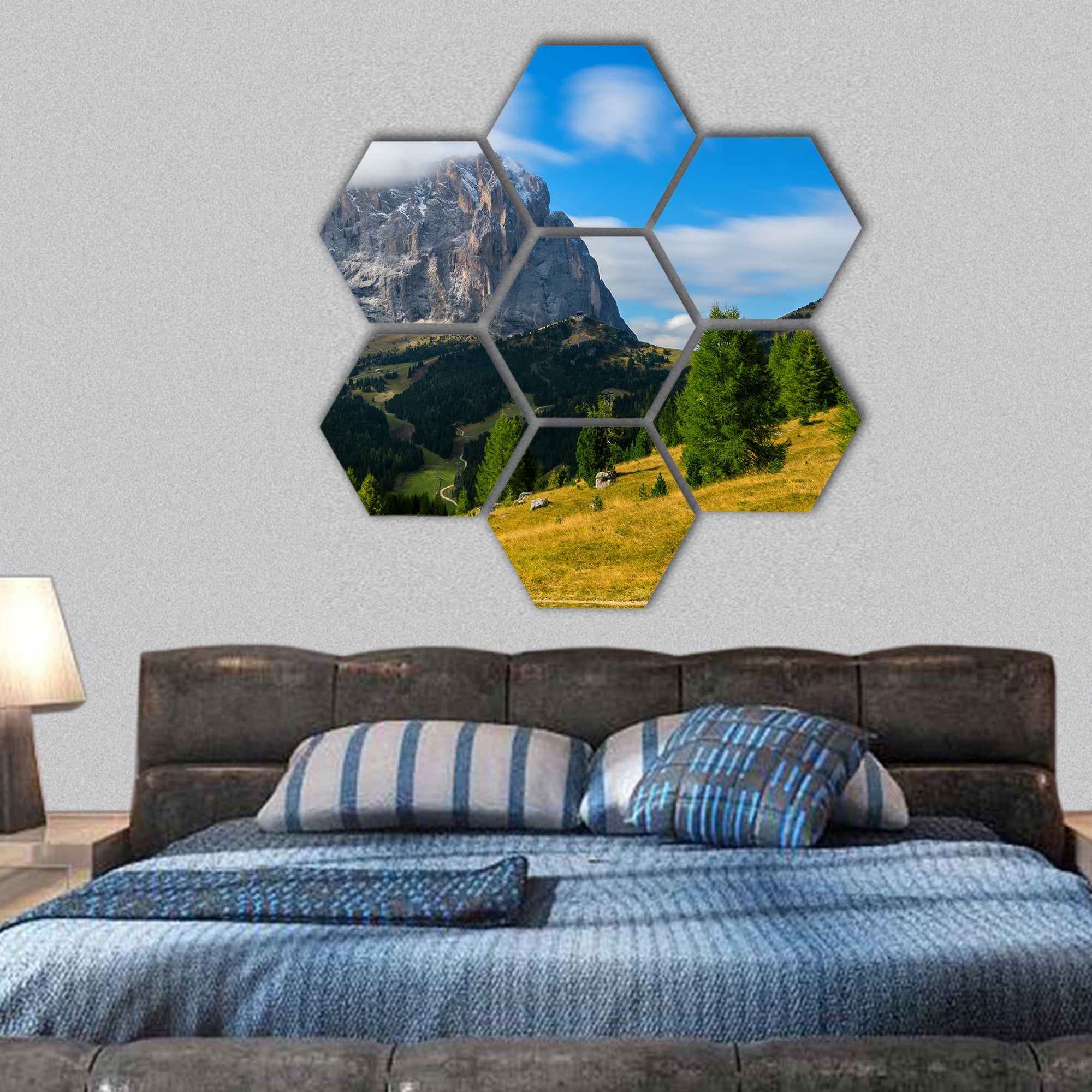 Breathtaking landscape with Dolomites Italy hexagonal canvas wall art