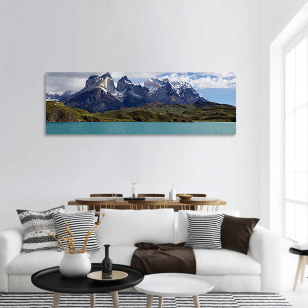 View from Lake Pehoe panoramic canvas wall art