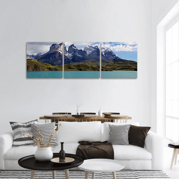 View from Lake Pehoe panoramic canvas wall art