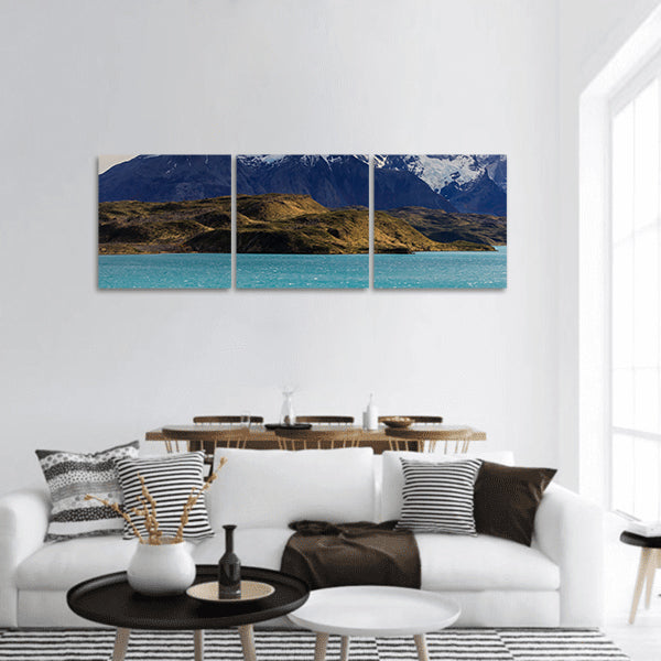 Turquoise waters of Lake Pehoe panoramic canvas wall art