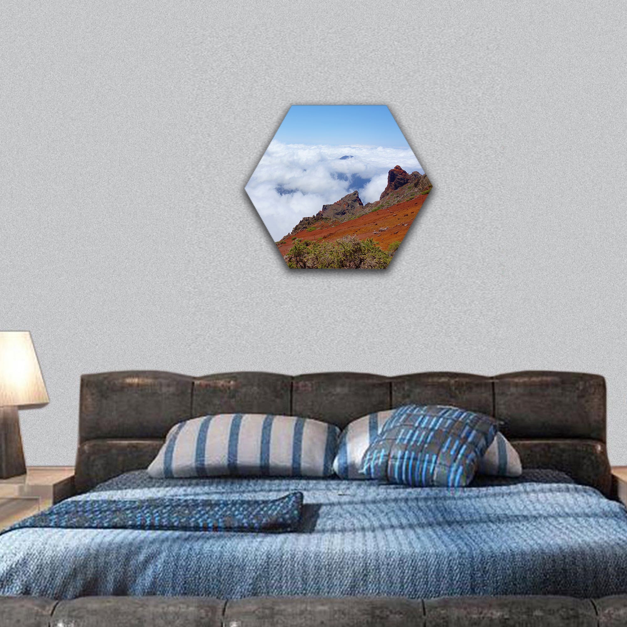 Hiking trail Volcanos in La Palma island, Spain hexagonal canvas wall art